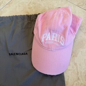 BALENCIAGA Pink Distressed Baseball Cap Hat